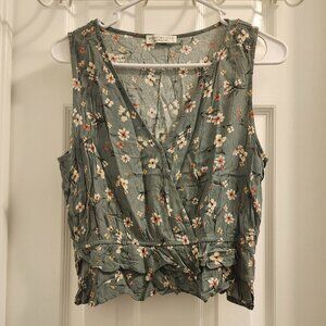 Paper Crane Green Floral Crop Top